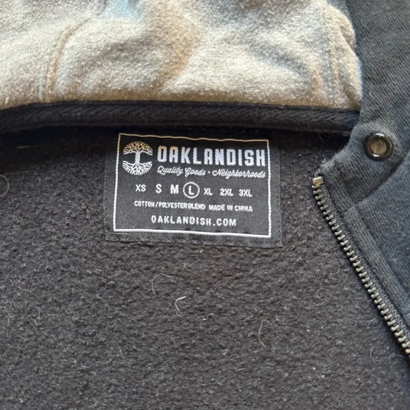 Oaklandish Quarter-Zip Sweatshirt Black and Gray Size Large - Picture 6 of 6